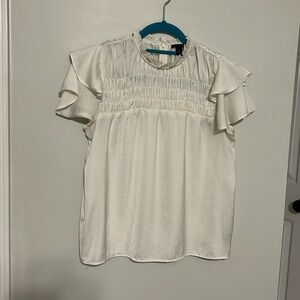 White Ann Taylor Flowy Blouse
